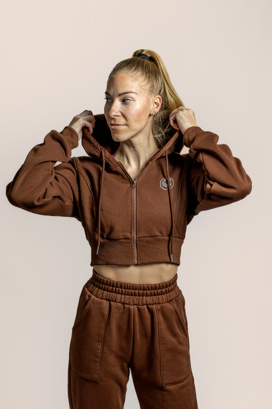 Cropped Zip Up Hoodie